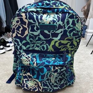 Vera Bradley Blue and Green Floral Travel on wheels Backpack